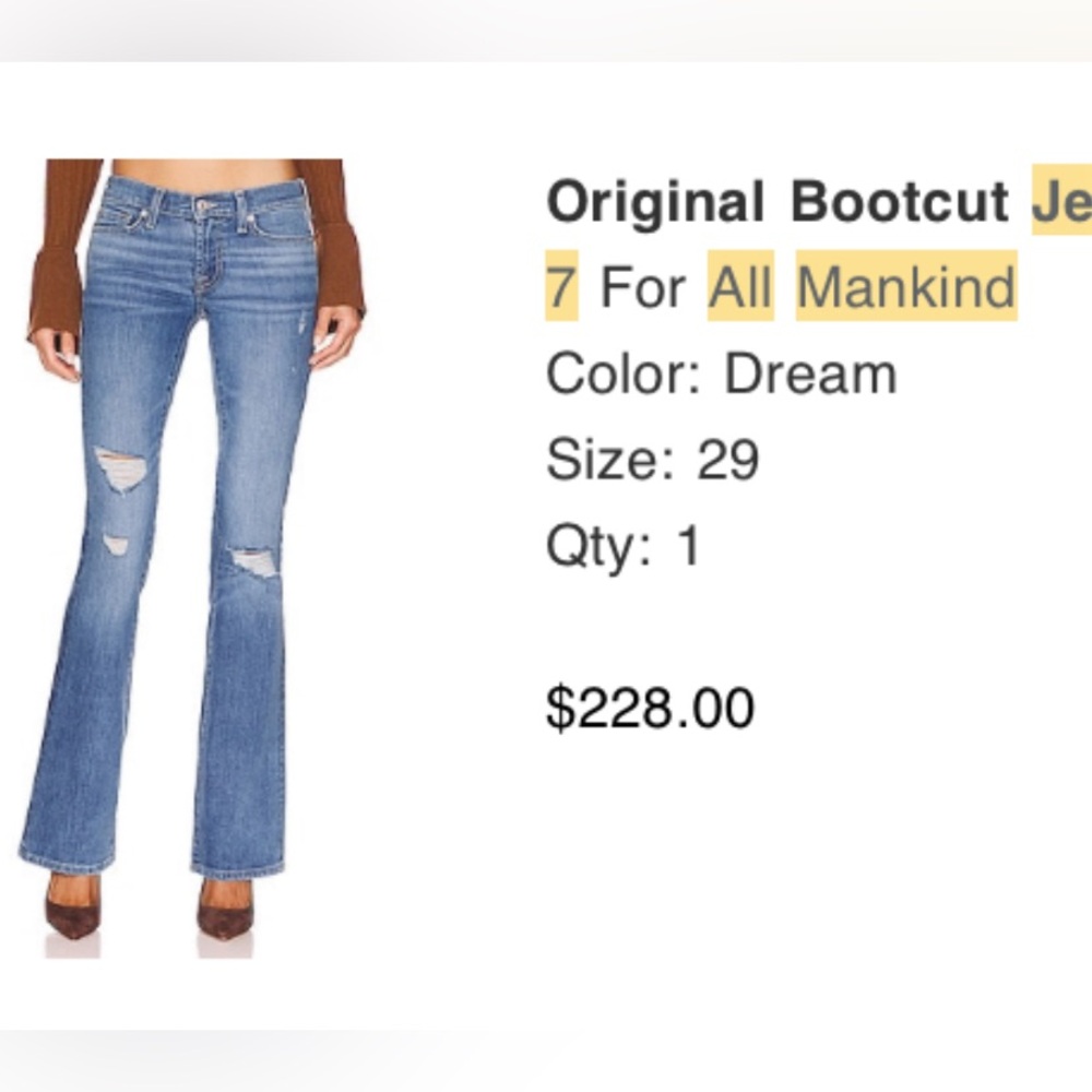 7 for all Mankind original bootcut jeans